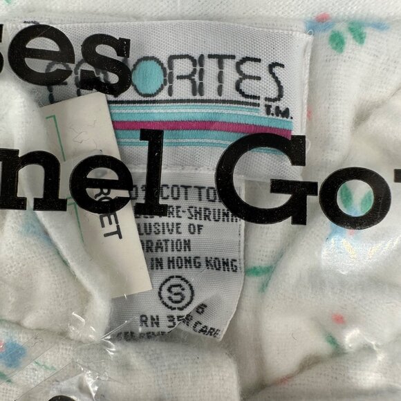 Vintage Flannel Nightgown Favorites Blue White 1980s Hong Kong Floral Small - Picture 3 of 8